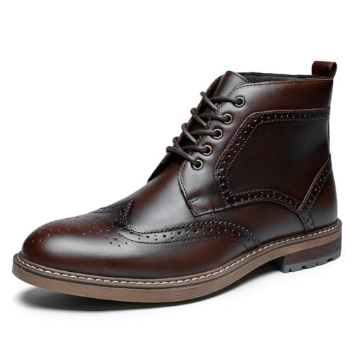 ArcBrothers Men's Dress Boot For Men Oxford Ankle Boots Dark Brown Dress Boots Genuine Leather Classic Brogue Style