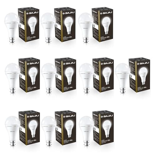 Bajaj LEDZ 12W Rechargeable Emergency Inverter LED Bulb | Cool Day Light | Upto 4 Hours Battery | B22D | 1 Year - Warranty (Pack of 10, White)
