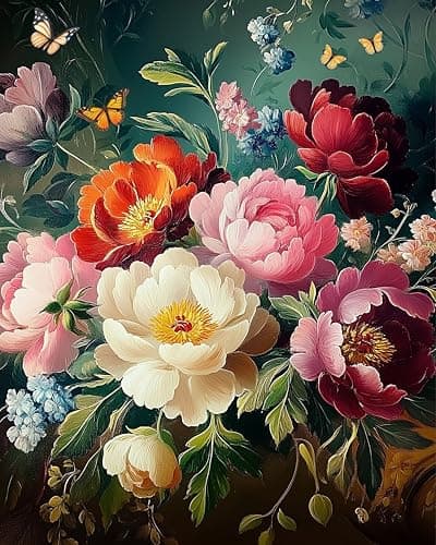 Arttoplus Flowers Paint by Numbers Kit for AdultsButterfly Adult Paint by Number Kits on CanvasFlowers Painting by Number Adult for Gift Home Wall Decor16x20inch