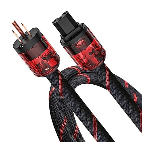Audiocrast HiFi Power Cable, 125V 15A, Copper Shielding, Hi-End Braided Sleeve Amplifier Power Cord, AC Audiophile Power Cable with US Plug+IEC C13 Connector (6.6FT/2M)
