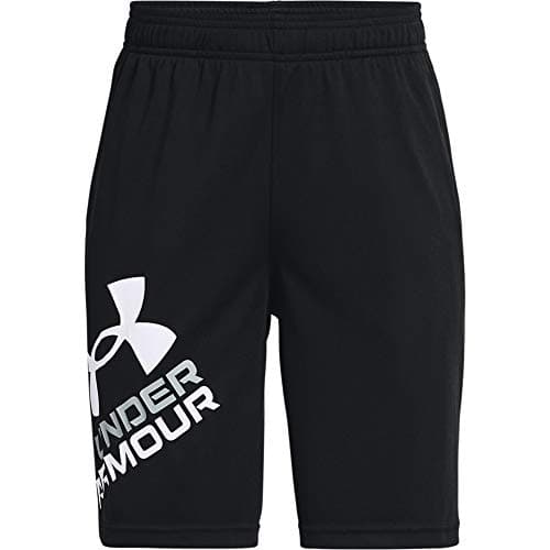 Under Armour boys Prototype 2.0 Logo Shorts , Black (001)/White , Youth Small