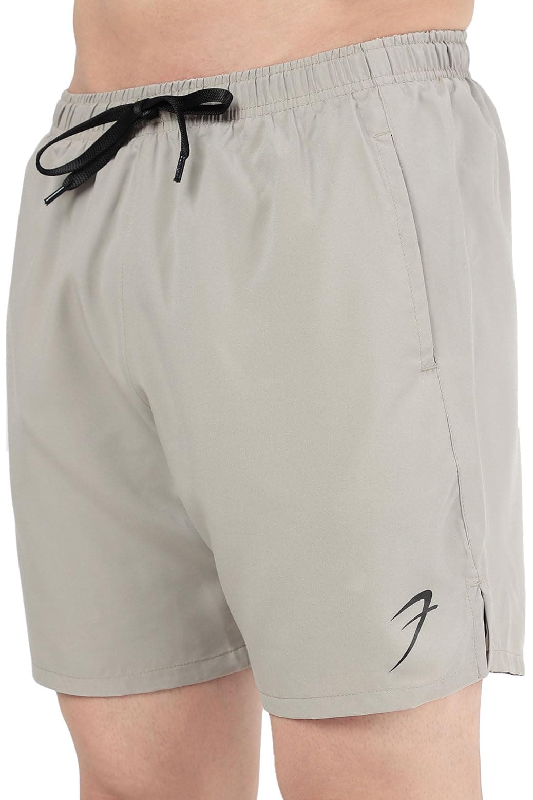 FUAARK Double Layer 2 in 1 Sports Shorts with Inner Tights for Men Gym Tight Short with Pocket (Small, Beige)