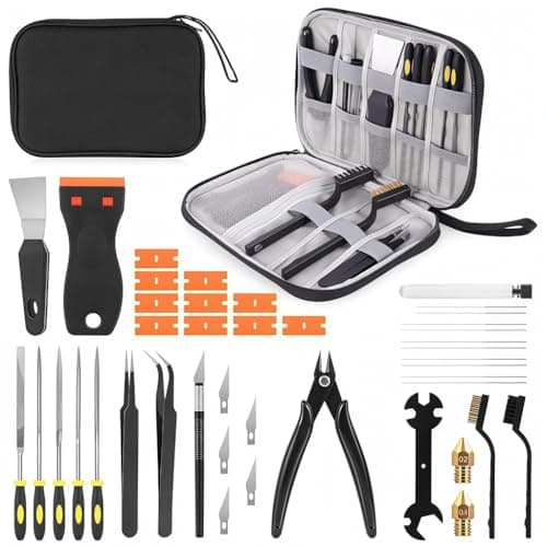 Serplex® 3D Printer Tool Kit with Storage Bag, Includes Scrapers, Tweezers, Pliers, Brushes, Nozzle Cleaning Tools, Wrenches &More, 3D Printer Repair Maintenance Kit