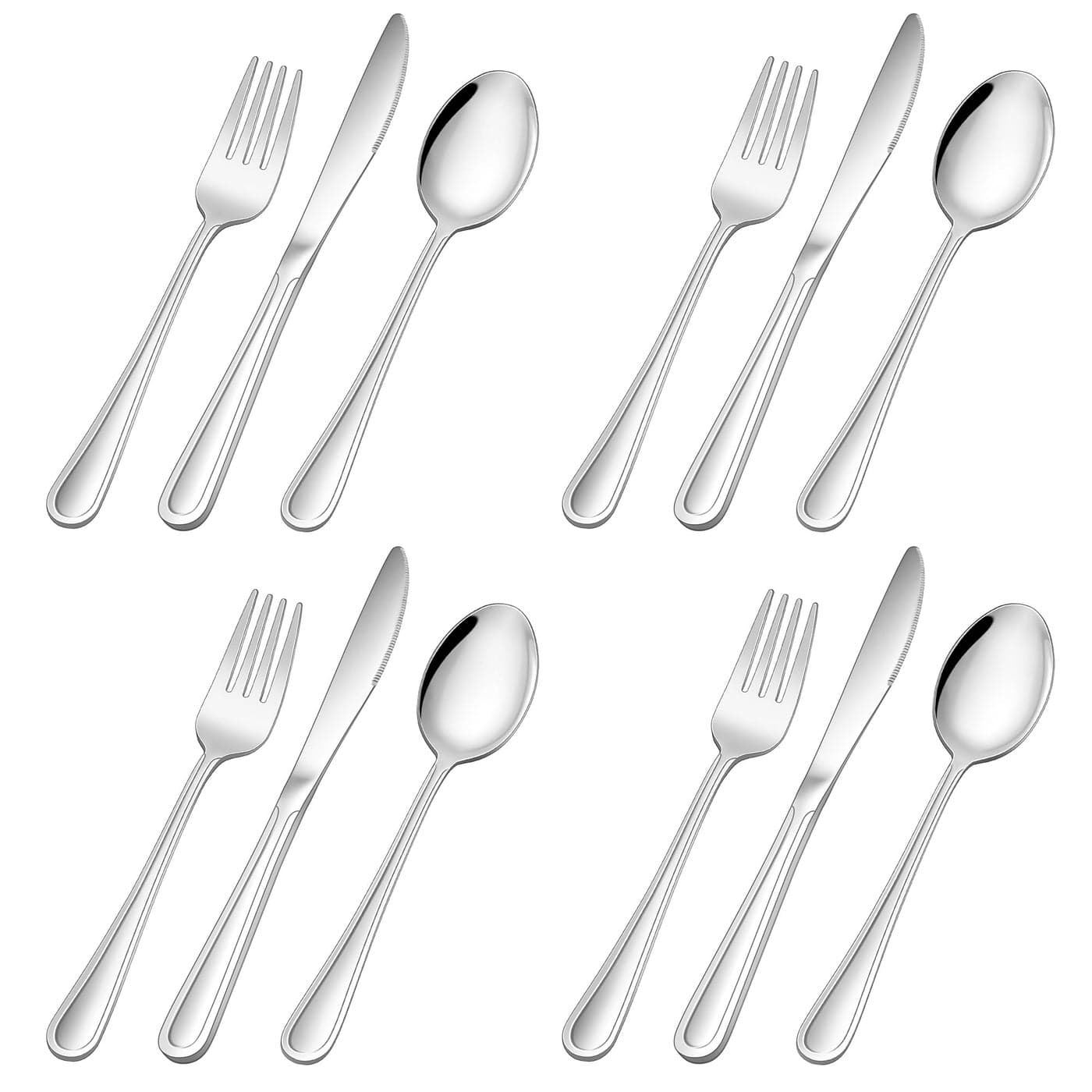 Herogo Kids Cutlery Set 12Piece Stainless Steel Childrens Cutlery Sets Child Toddler Silverware Include 4 Knives 4 Forks 4 Spoons Proper Size Smooth Edge Dishwasher Safe