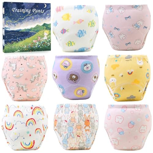 Upairy Potty Training Pants Cotton Absorbent Training Underwear for Toddler Boy and Girls 2T5TSoft Absorbent LeakProof with Characters8PCSL