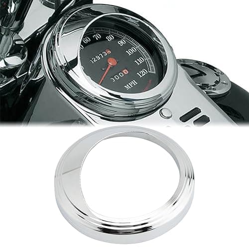 Dreamseek 5 Inch Speedometer Chrome Trim Ring Speed Gauge Bezel w/Visor Cover Housing Compatible with 1968+ Harley Touring Softail Dyna Electra Wide Glide Road King Fat Boy CNC Aluminum