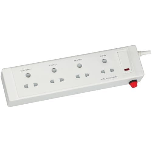 Anchor by Panasonic 20518 Plastic 4 Way Shutter Socket Surge Protector with Single Switch (White)