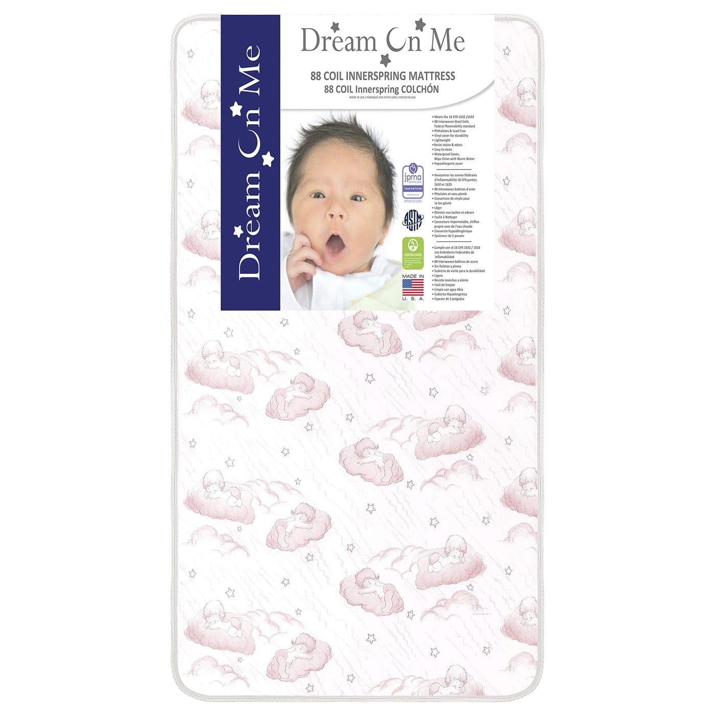 Dream on Me Sweet Dreams 88 Coil Spring Crib and Toddler Bed Mattress Pink 6