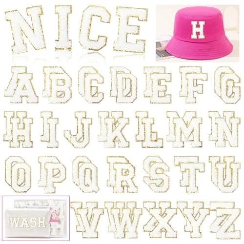 Chenille Letters Patches SelfAdhesive for Clothing NICEVINYL 52pcs White Preppy Varsity Self Adhesive Initial Letters Patches Stickers for Trucker HatsMakeup BagsBackpacks