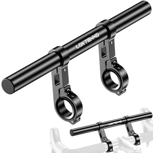 LOKTENWO Bike Handlebar Extender - 11.81" Aluminum Extension with Aluminum Alloy Dual-Clamp Mounting Base for Bicycle and Motorcycle, Fits Handlebar Diameters of 0.875"/ 1.0"/ 1.125"/ 1.26"