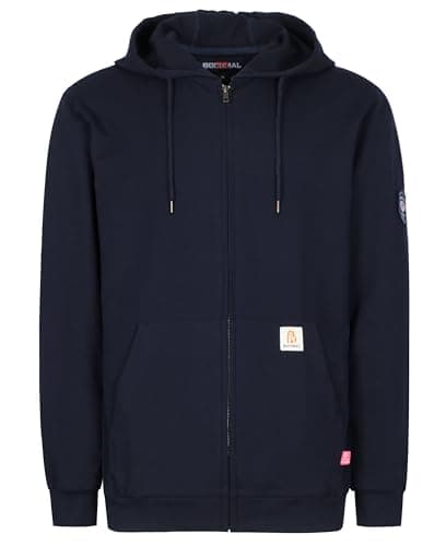 BOCOMAL FR Hoodies Idea for Summer Zipper Front 7.5oz Lightweight Navy Flame Resistant Sweatshirt(Non Fleece)