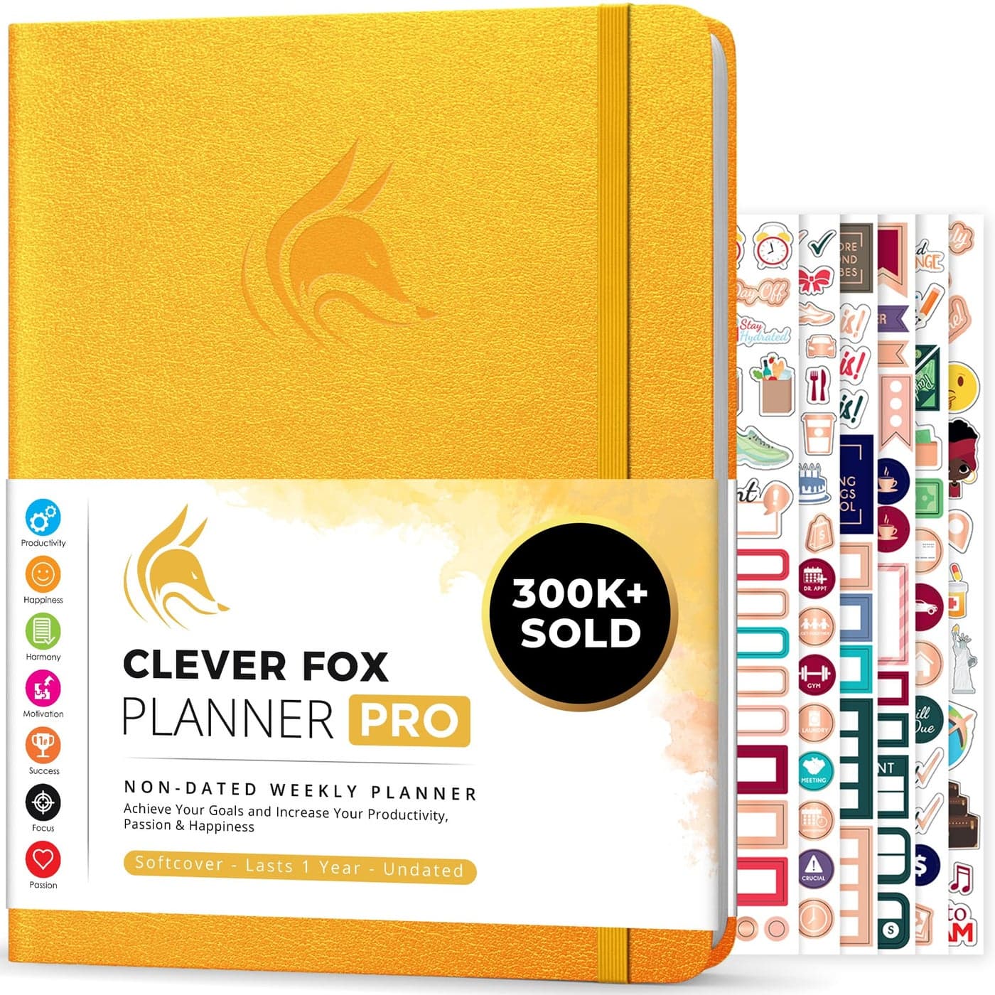 Clever Fox Planner PRO Weekly Monthly Life Planner to Increase Productivity Time Management and Hit Your Goals 85x11 Amber Yellow