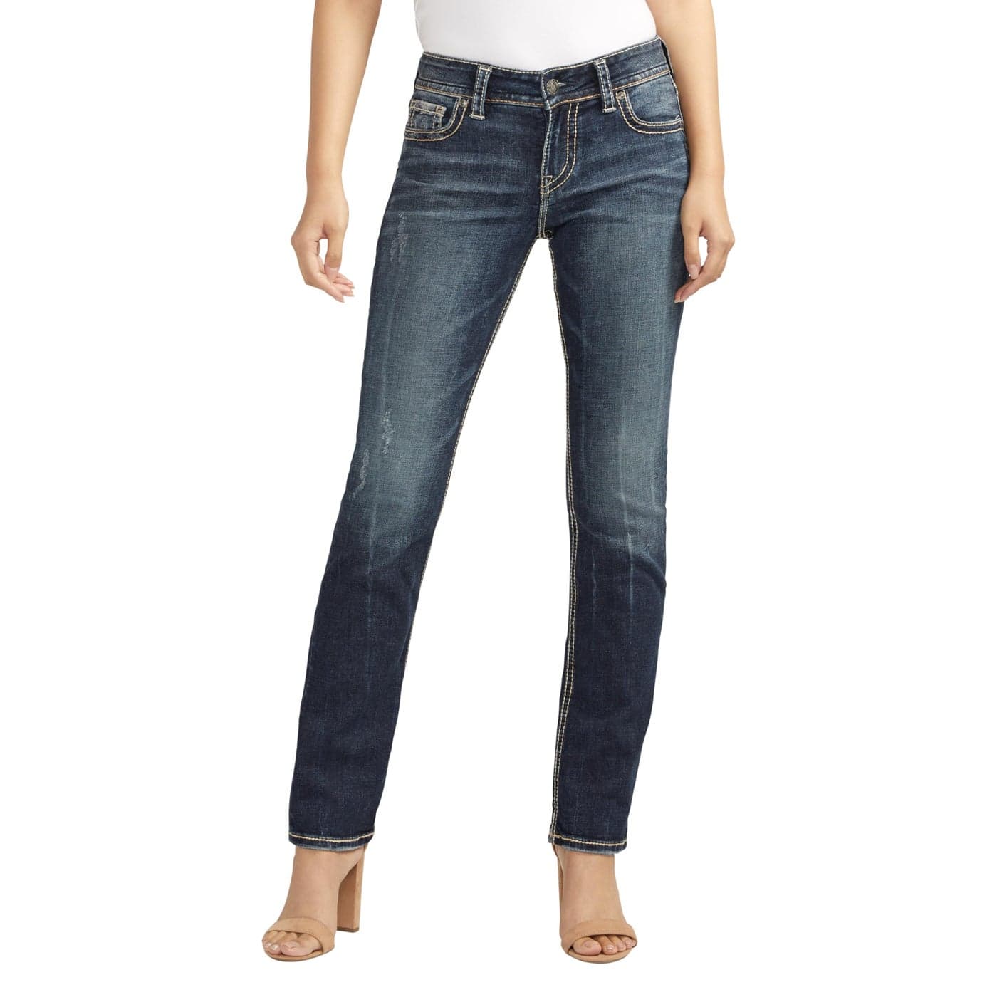 Silver Jeans Co Suki Mid Rise Curvy Fit Straight Leg Jeans Trendy Stylish Denim Bottoms