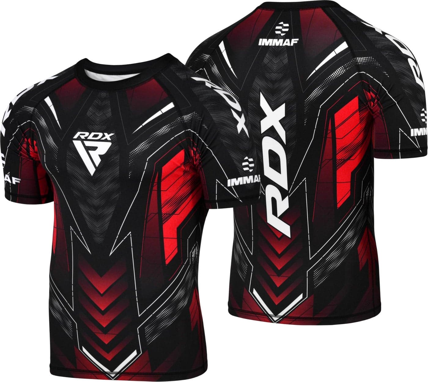 RDX IMMAF Approved Half Sleeves Compression T-Shirt Flexible Men Shirt for Competition Level and Training Sessions Red