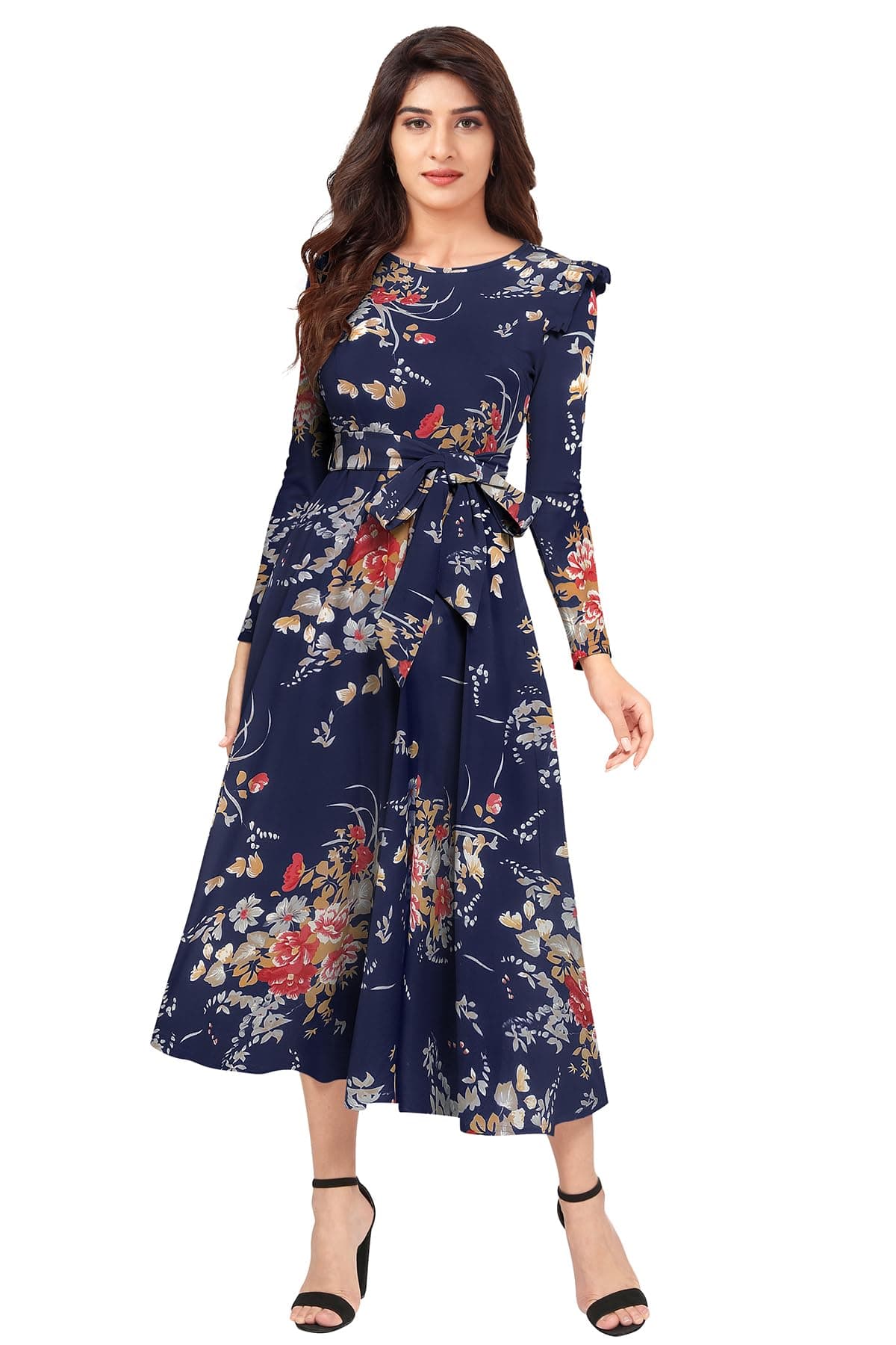 ILLI LONDON Women's A-LINE Maxi Dress (X-Large, Blue-2)
