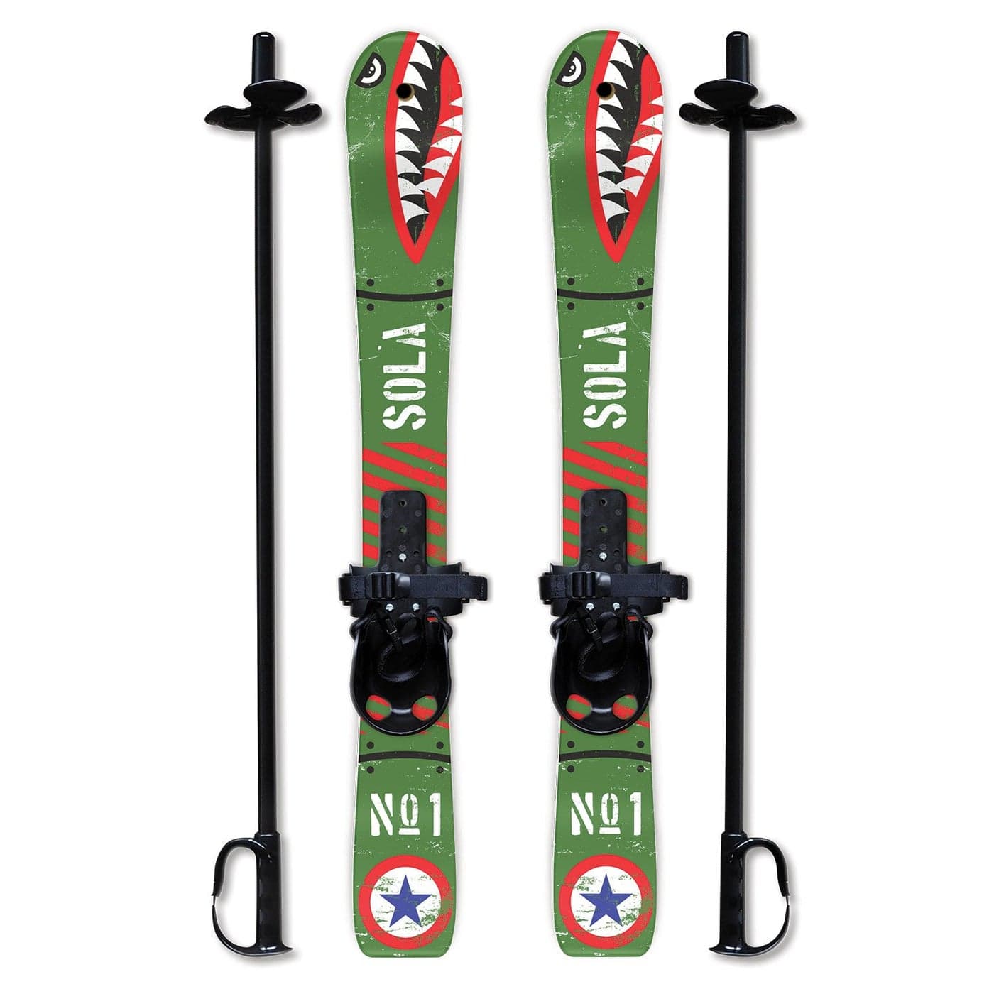 SOLA Winter Sports Skiing Cross Country Backyard ski Set for Kids Beginner Snow Skis with Poles and Bindings Age 3-4 (Gaggle)