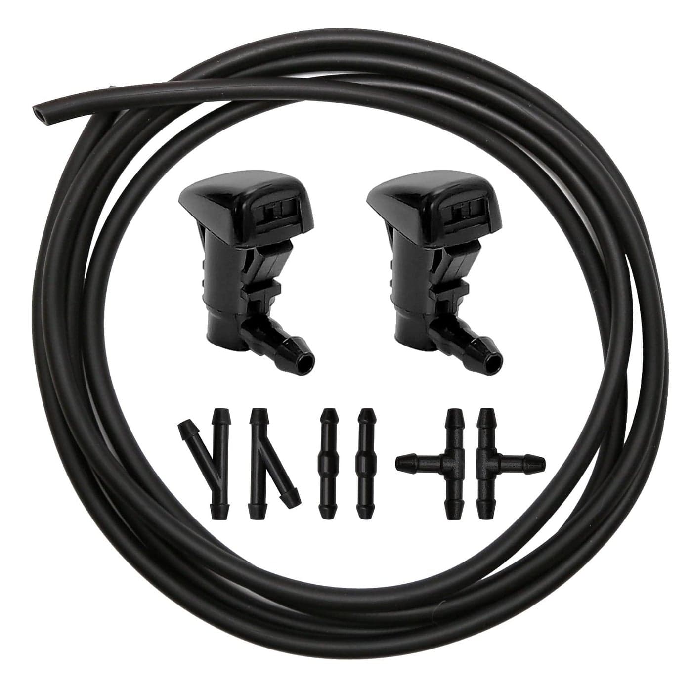 Saihisday Front Windshield Washer Nozzles Kit Replacement for Chrysler Dodge Jeep with Fluid Hose Connector Nozzle for 68081370AB 68102968AA 5182327AA