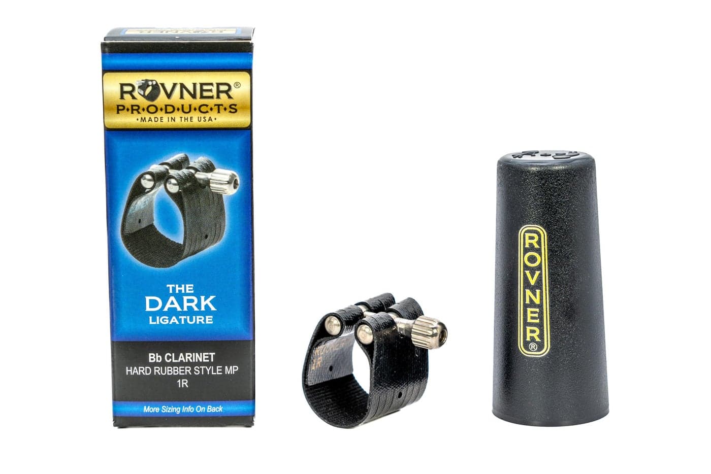 Rovner Ligature & Plastic Cap for Bb Clarinet - Dark Ligature for Hard Rubber Mouthpiece (1R)