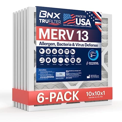 BNX TruFilter 20x23x1 Air Filter MERV 13 (4-Pack) - MADE IN USA - Electrostatic Pleated Air Conditioner HVAC AC Furnace Filters for Allergies, Pollen, Mold, Bacteria, Smoke, Allergen, MPR 1900 FPR 10