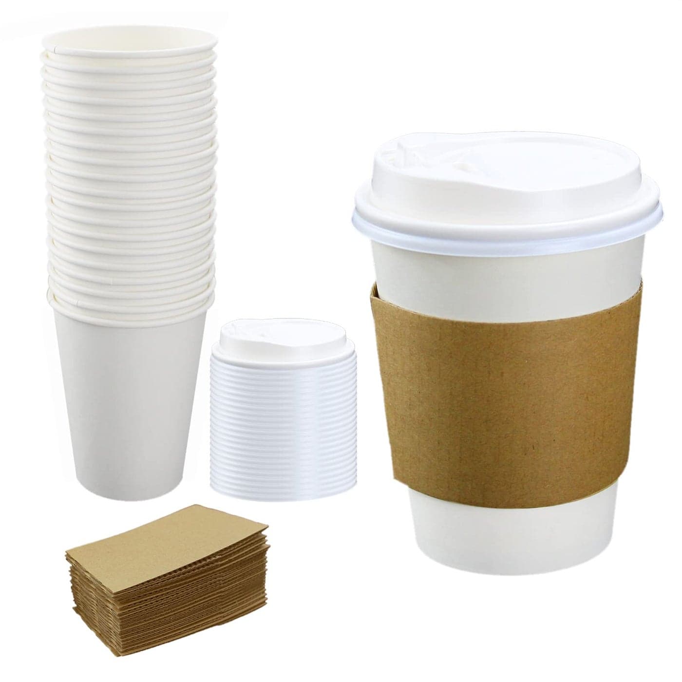 Disposable Coffee Cups with Lids 12 oz 20 pcs White Paper Coffee Cups with Lids Drinking Cup for Water Coffee or Tea