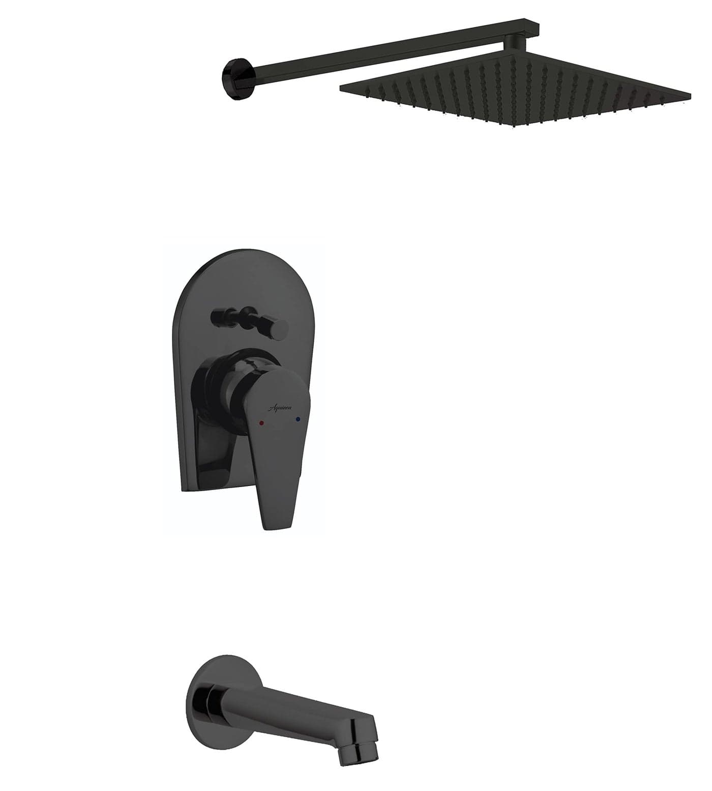 Aquieen Entice Series Brass Concealed Body High Flow Diverter with Exposed Part Kit, Showers and Spout (Enitce Set with 8" Shower)