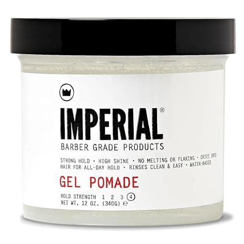 Imperial Barber Grade Gel Pomade - All Day Strong Hold, No Flaking, Water Based, Reactivatable - Natural Men's Hair Styling Product 12oz