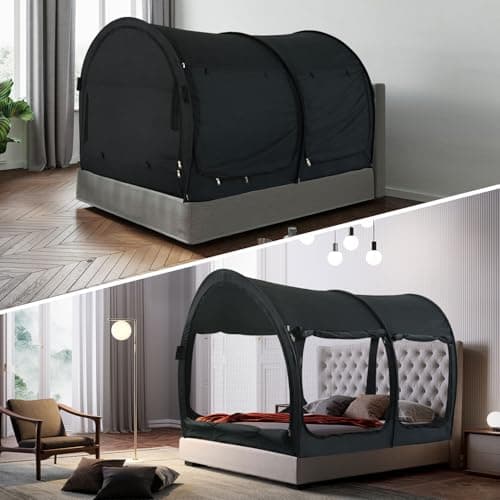 LEEDOR Bed Canopy Bed Tents Dream Tents Privacy SpaceSleeping Tents Indoor Pop Up Portable FrameMosquito Net Curtains Breathable Reducing Light Air Ventilation 2in1 New Version Twin
