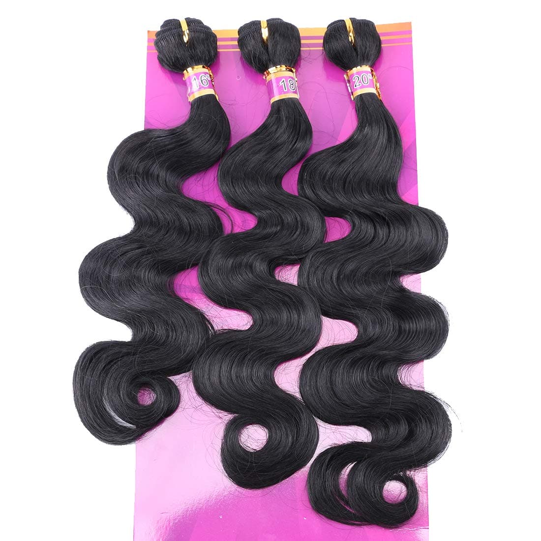 3 Bundles Body Wave Synthetic Hair Weave Extensions 16 18 20 Inches Mixed Color Black Hair Weft 1
