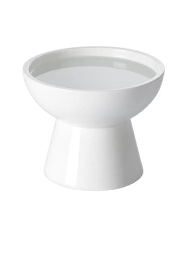LoeJan Elevated Cat Food and Water Bowls Set Extra Wide and Raised Ceramic Bowls AntiVomit WhiskerFree Pressure Cat Feeder for Kittens to Adult Cats and Small Dogs White Water Bowl