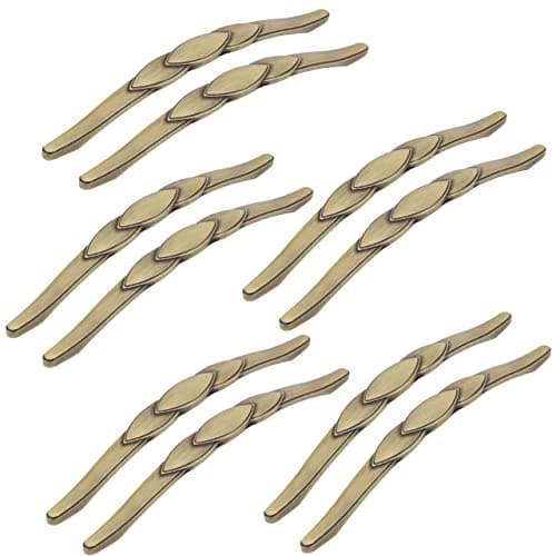 Atom 6 Inches Brass Antique Cabinet Handle | Main Door Handle, Handle for Wardrobe, Drawer, Door Handle (Set of 10, CH-225)