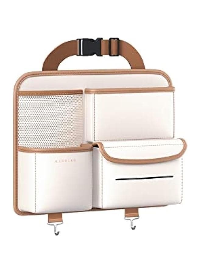 Car back seat organizer Car Tissue Holder Multi Functional Storage Bag Makes Your Car Clean and Tidy Travel accessories 1 PCS (Beige and apricot)