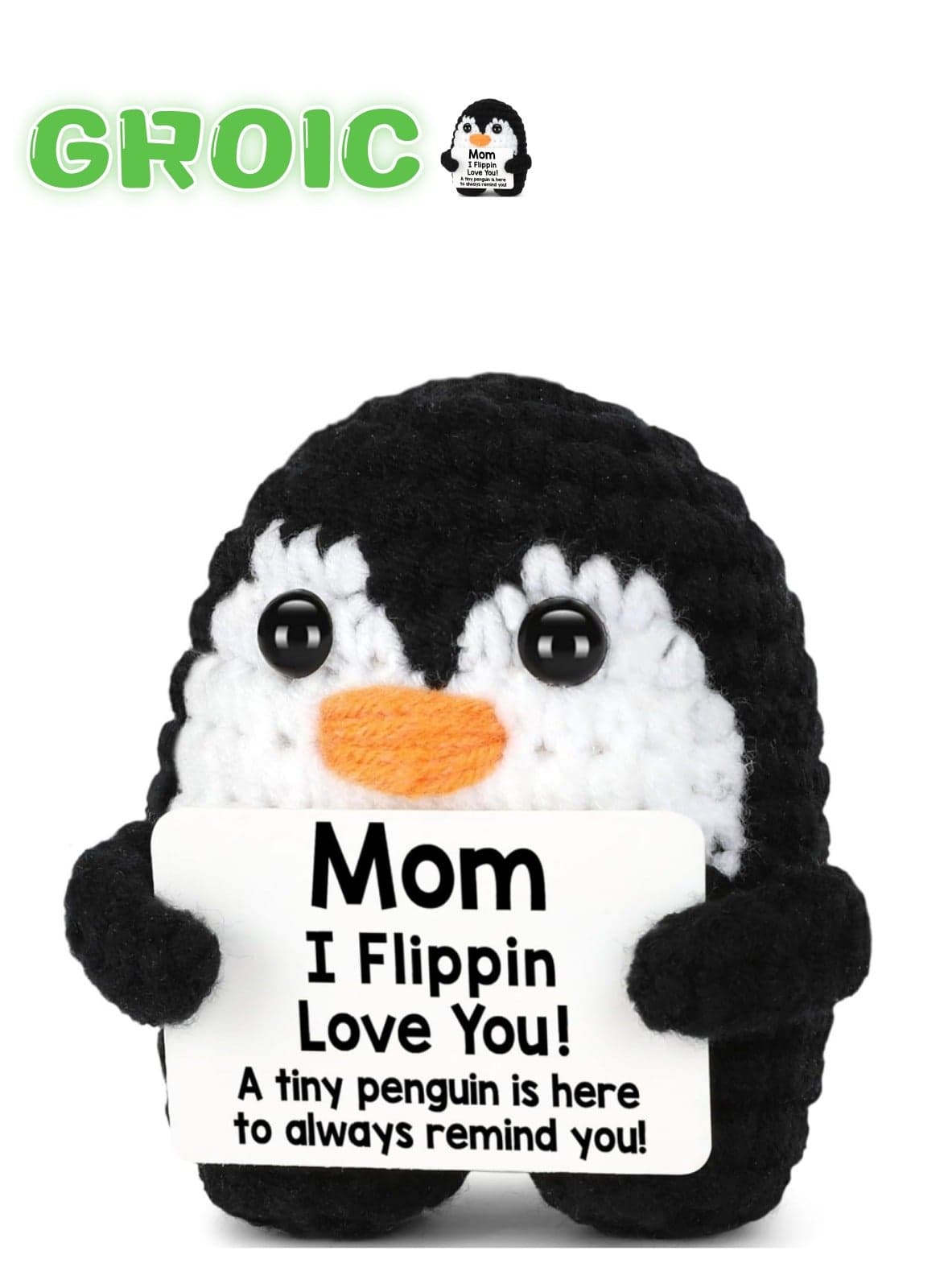 GROIC Unique Handmade Gifts for Mom, Adorable Crochet Penguin for Mother's Day, Birthdays & Easter, Sentimental Present from Daughter/Son, Cute Decor for Step Moms & Mother-in-Law