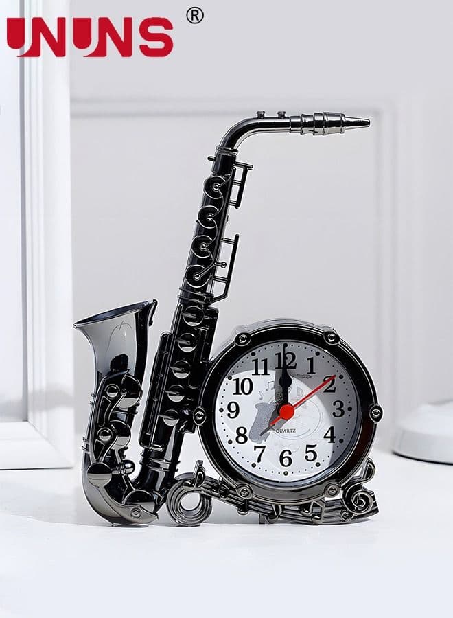Sax Shape Alarm Clock,Vintage Table Clock Desktop Ornament For Home Office Bedroom,Creative Desk Clocks 13x18x4.5cm