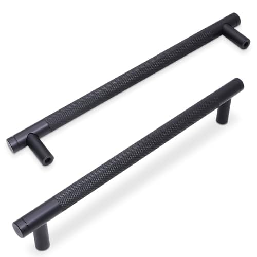 BUKOBYHE 10 Pack 75Inch Matte Black Kitchen Cabinet Handles Knurled Cabinet Pulls Black Drawer Pulls Kitchen Hardware