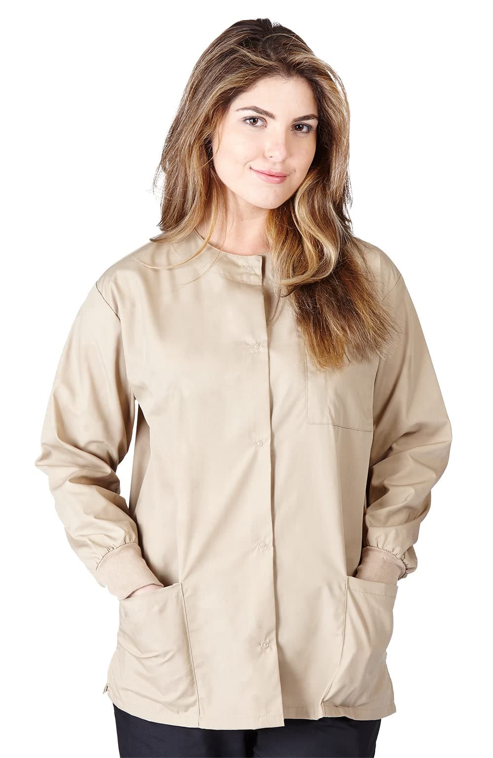 Natural Uniforms Warm Up Scrub Jacket-Khaki-Small