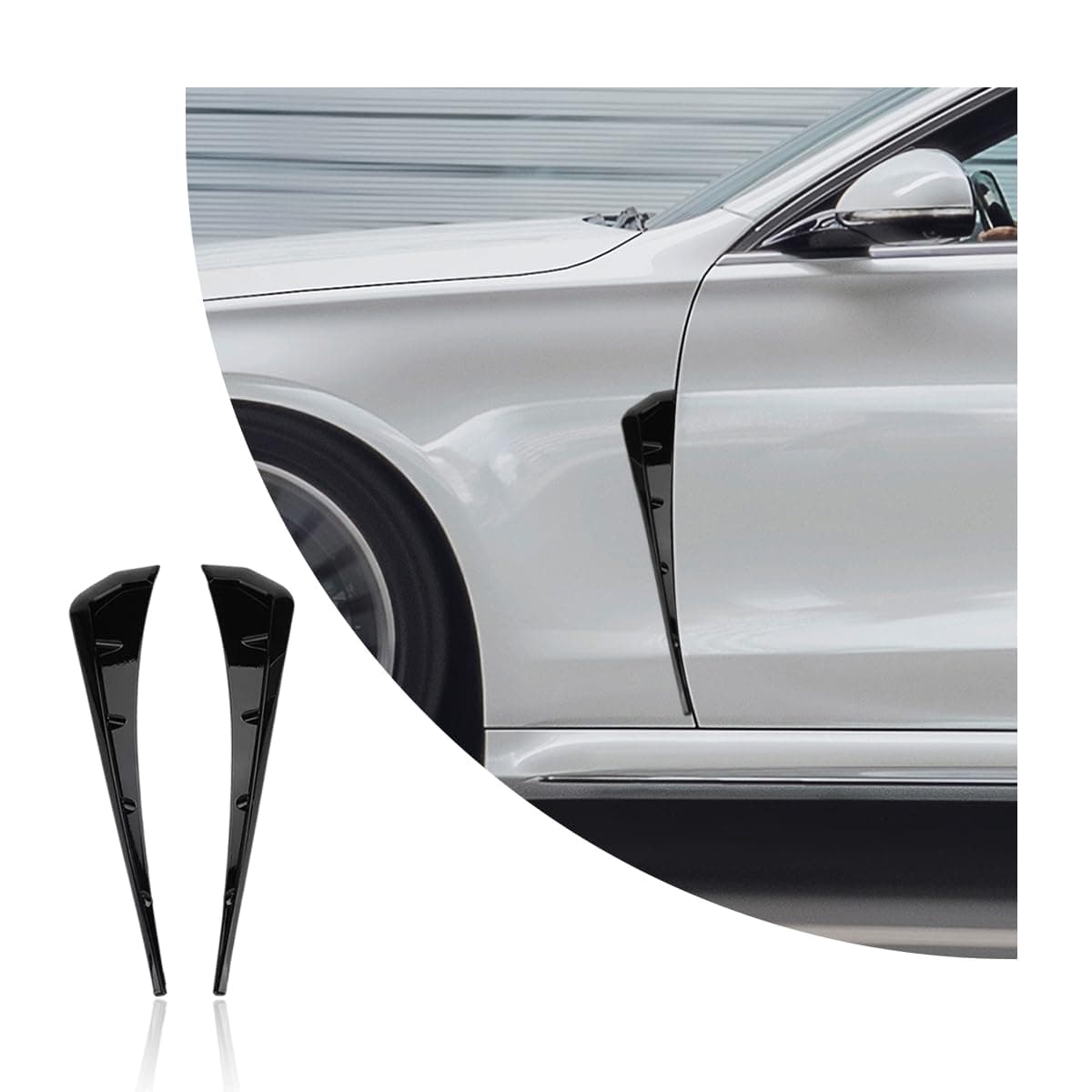 povtii 2PCS Car Fender Side Vents Carbon Fiber Spoiler Body Decoration Cover Auto Exterior Accessories Air Inlet Grille Spoiler Trim Cover Car Accessories Spoiler Trim Cover Black
