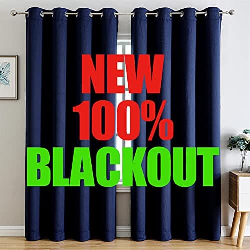 G2000 100 Blackout Curtains for Bedroom Living Room 84 Inch Long Navy Blue Thermal Lined Insulated Light Blocking Noise Reducing 2 Panels