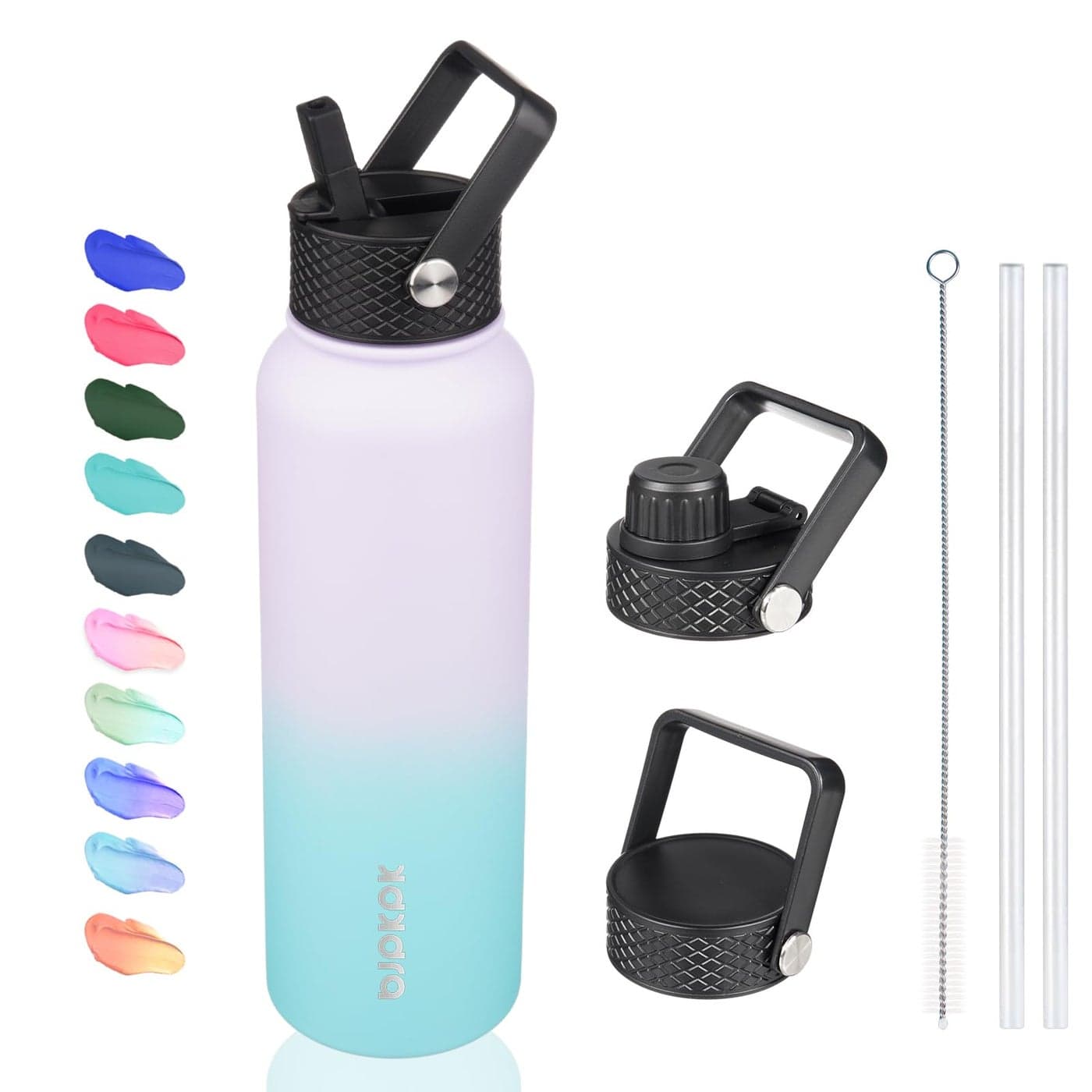 BJPKPK Insulated Water Bottles with Straw Lid 40oz Stainless Steel Water Bottles with 3 Lids BPA Free Leakproof Thermos Tumblers Cups for Sports Gym Oasis