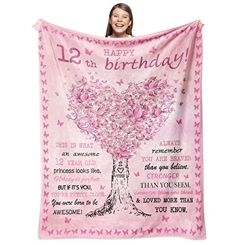 Gevuto 12 Year Old Girl Birthday Gifts Ideas - 12th Birthday Gifts/Decorations for Girls - Best Gifts for Girls 12 Years Old Age 12 Throw Blankets 50" X 60"