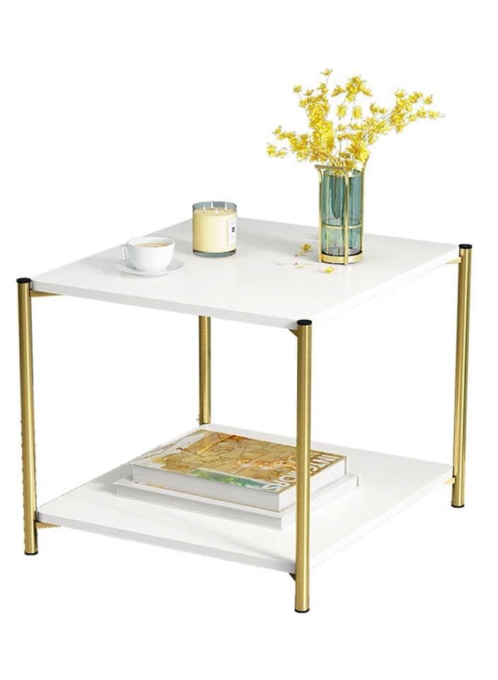 Coffee Tables for Living Room, Square End Side Tables Sofa Table, Modern Marble Nesting Table with Metal Frame Legs