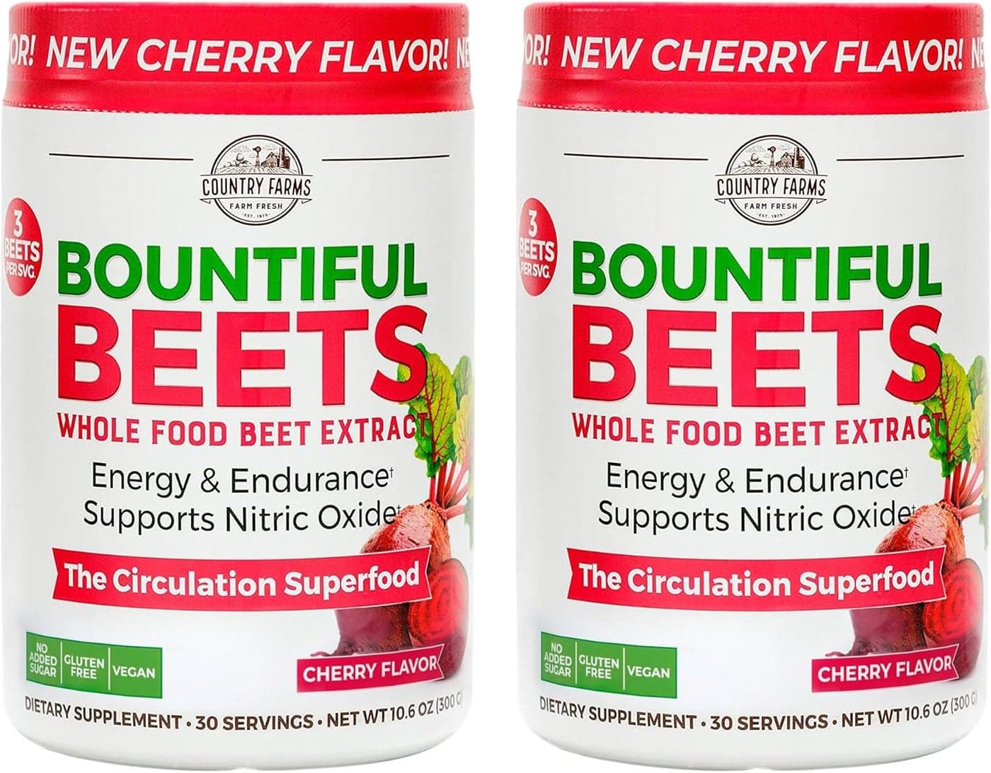 COUNTRY FARMS Bountiful Beets Powder Wholefood Beet Extract Superfood Natural Nitric Oxide Booster Helps Support Healthy Circulation and Promote Energy Natural Pump Cherry Flavor 60 Servings