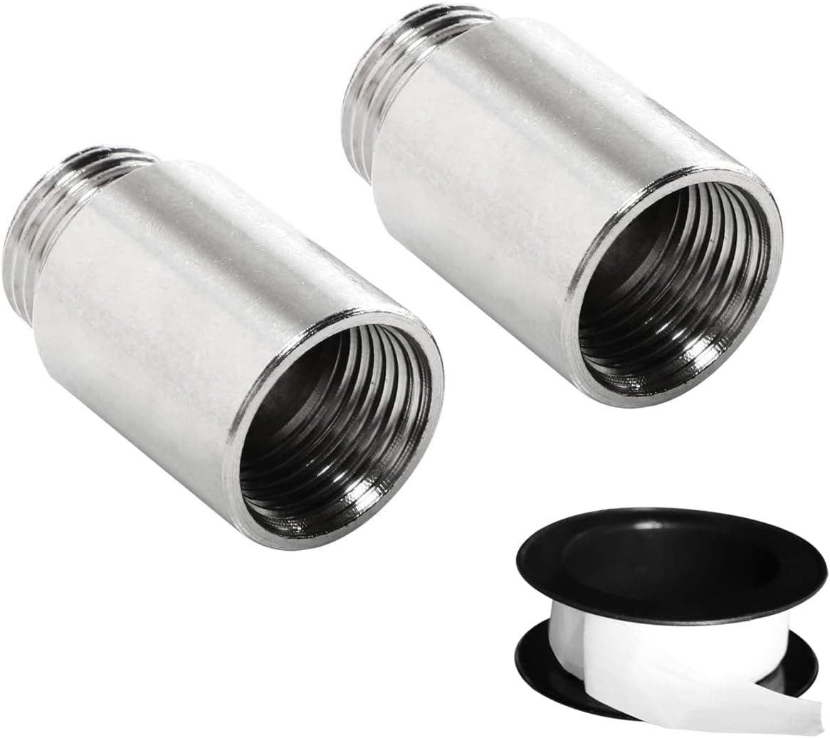 Aopin 2Pcs Shower Head Extension Pipes 304 Stainless Steel 1 2pt External Thread To 1 2pt Internal Thread 30mm Extension Water Pipe Connector
