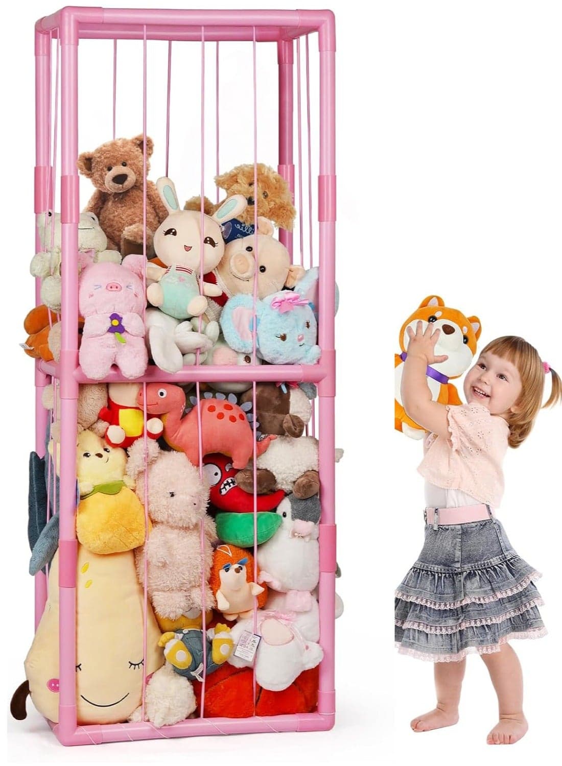 Large Stuffed Animal Zoo Storage Stuffed, Animal Holder, Plush Storage Organizer Shelf, Cuddly Toys Storage Rack, Animals Cage, Home Storage Shelves, Toy Display Rack with Elastic Band