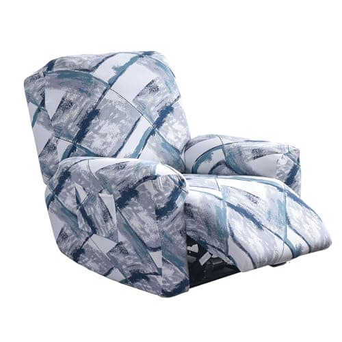 CRFATOP Floral Printed Recliner Cover with Pockets Single Reclining Slipcover 4-Pieces Lazy Boy Recliner Armchair Cover with Elastic Bottom for Recliner Furniture Protector for Kid Pet