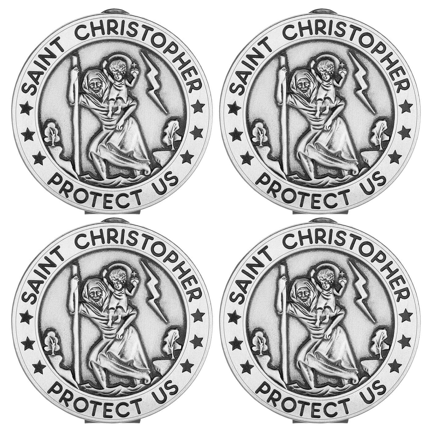 Tallew 4 Pieces St Christopher Medals for Car Religious Car Visor Clips Catholic St Christopher Automotive Car Medals Sun Visor Accessories for Christmas Birthday Women Men Parent Family Friend Gift
