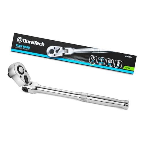 DURATECH 1/2" Drive Flex-Head Ratchet, 72-Tooth Ratchet Wrench, Quick-release, Reversible Switch, Full-Polished Chrome Plating, Alloy Steel