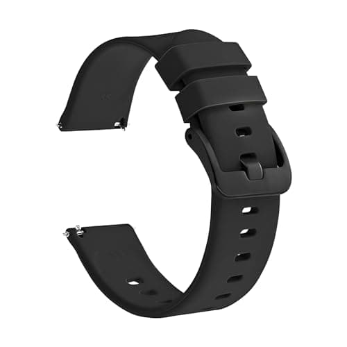 Punnk Funnk 20mm Silicone Band Strap with Metal Buckle Compatible with Amazfit GTS 2 Mini, Amazfit Bip/Bip U/Pro/Lite, Bip S, Amazfit GTS/ 2/2e, Amazfit GTR, Samsung Galaxy Watch 4/5 20mm Lugs(Black)
