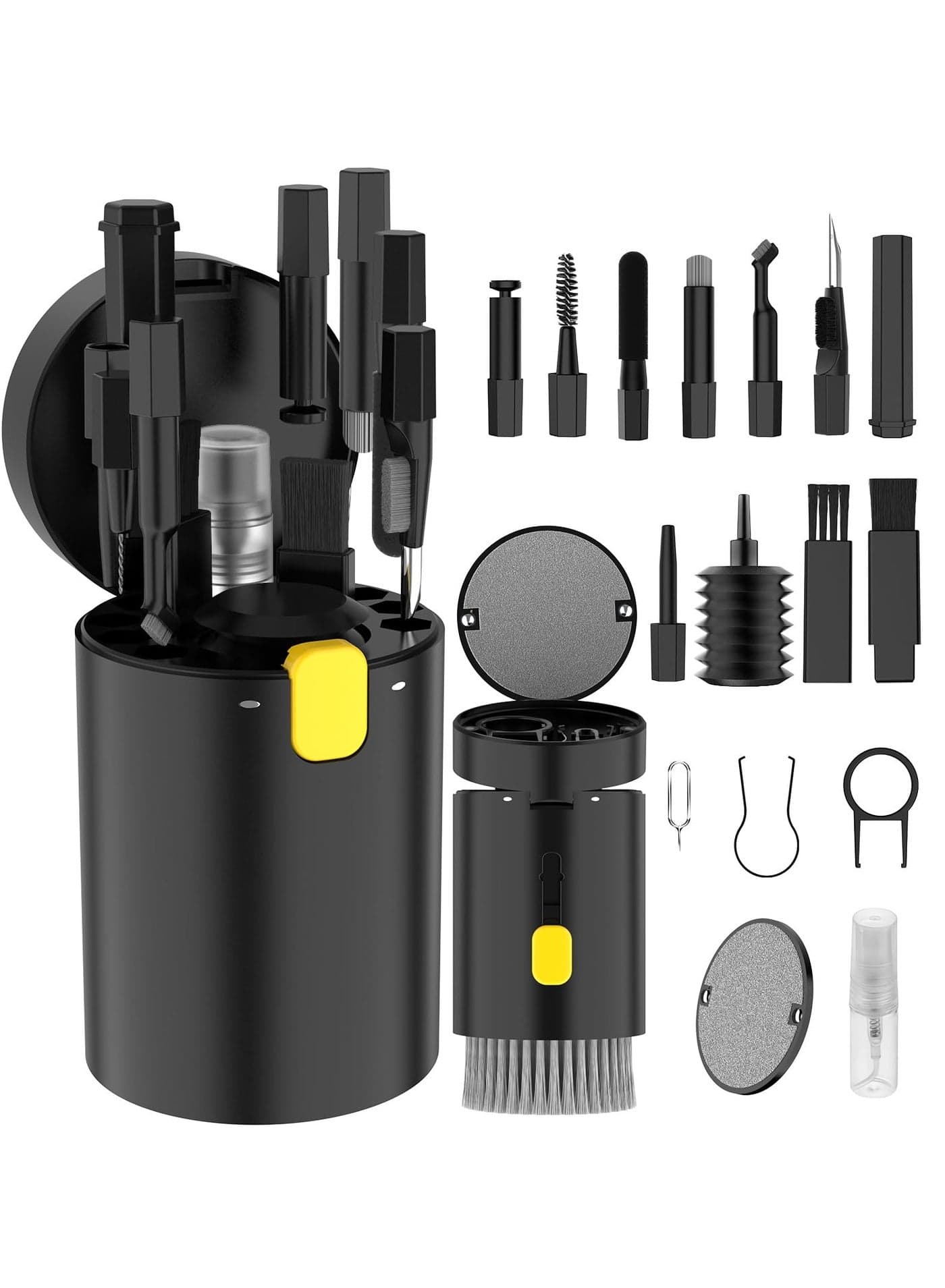 20 in 1 Multifunctional Cleaner Kit for Electronic Devices Keyboard Cleaning Brush Headphones Cleaner Kit for AirPods Multi-Tool for Cleaning Laptop/Keyboard/Earbuds/Camera/Cellphones (Black)
