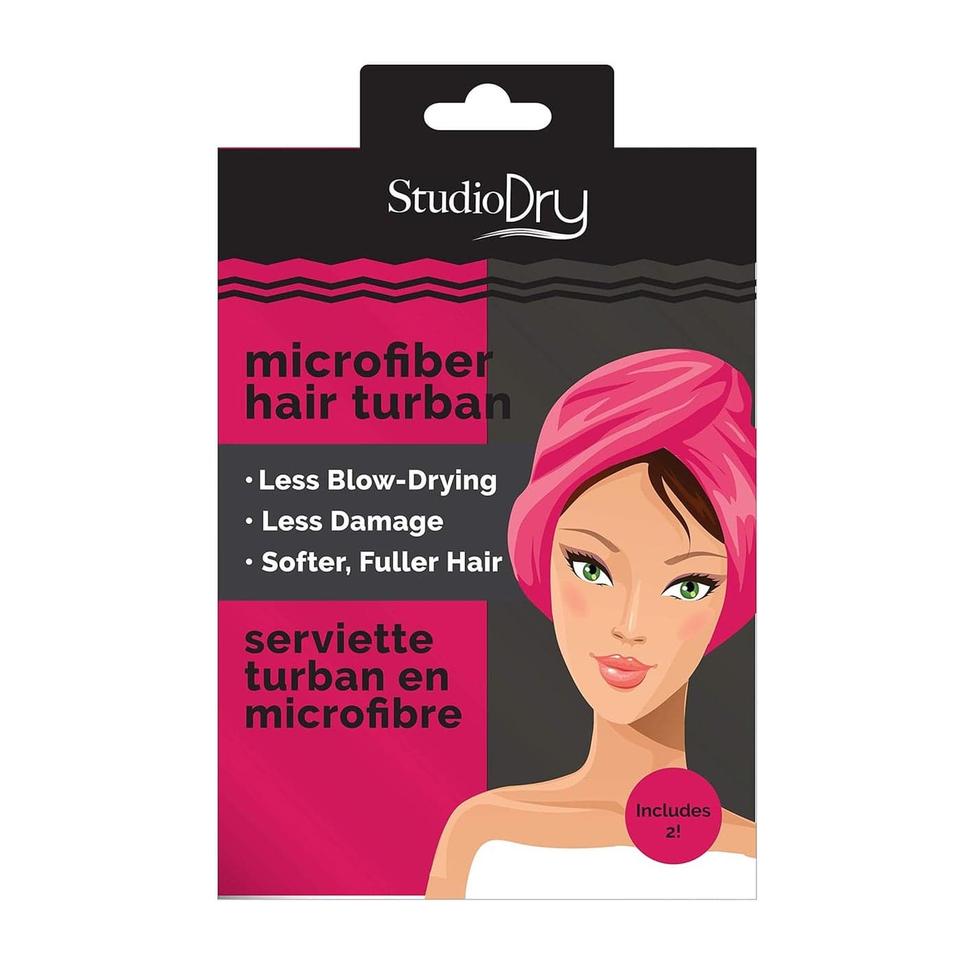 Super Absorbent Hair Towel Turban Wrap PinkBlack