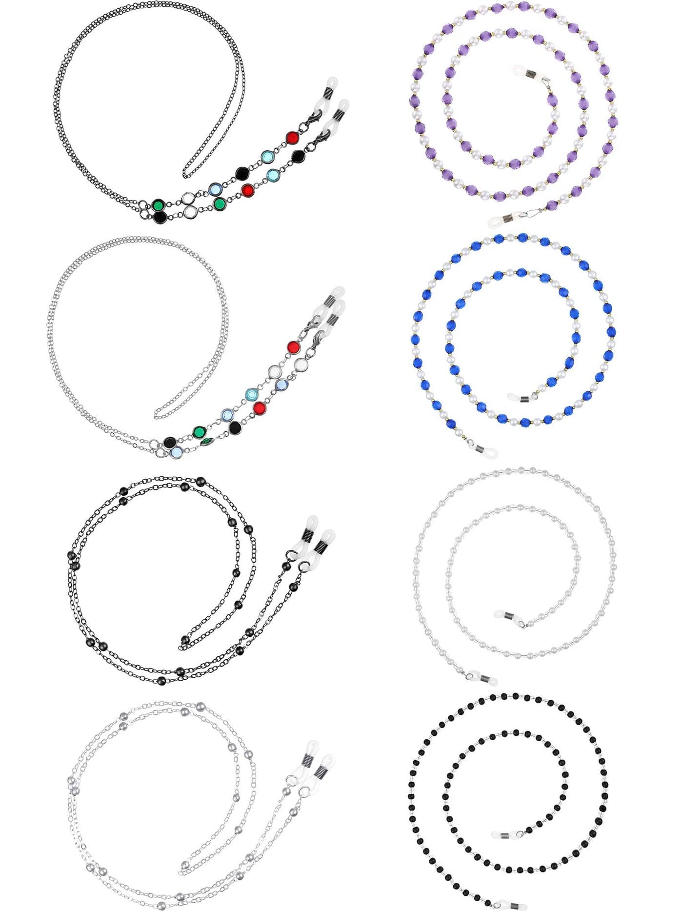 Frienda 8 Pieces Eyeglasses Chains Beaded Sunglasses Strap Holder Elegant Eyewear Retainer Chain, 8 Styles(Stylish Color)
